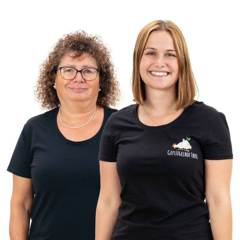 Porträts von Claudia Gruber und Sophie Gleixner - Leitung von Marketing und Hofladen des Geflügelhofs Eberl